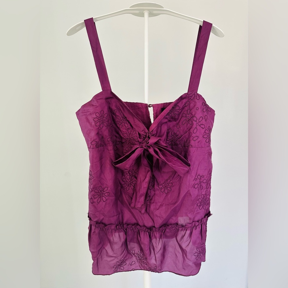 Sweet vintage embroidered purple floral camisole